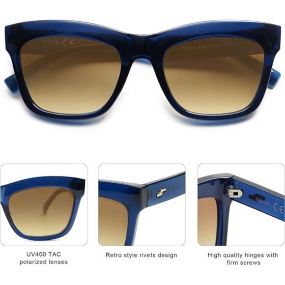 Cat Eye Polarized Sunglasses for Women Retro Trendy Bold Rectangular Sunnies
